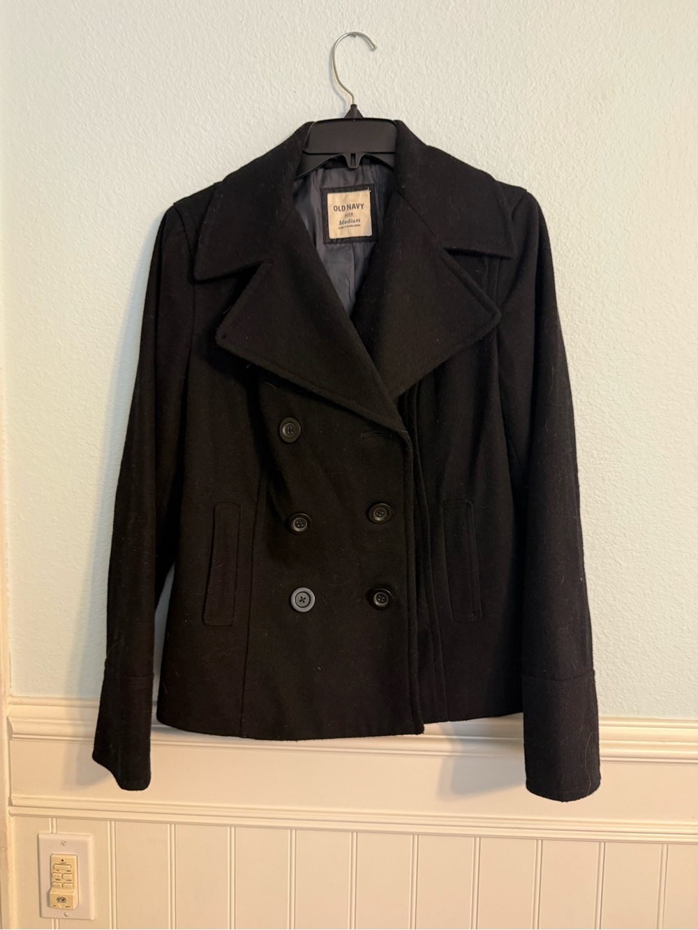 Old Navy Black Double-Breasted Peacoat